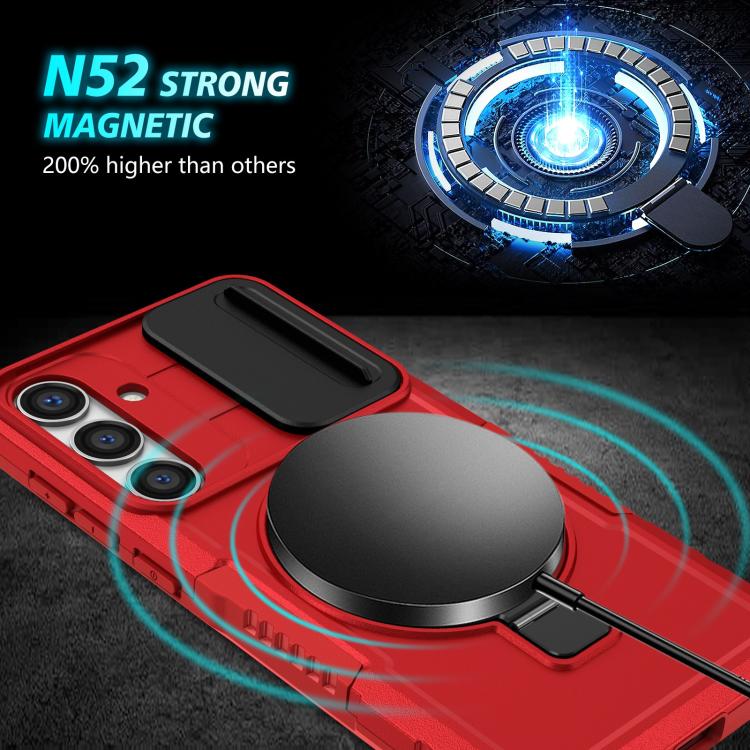 For Samsung Galaxy S25 5G Sliding Camshield MagSafe Holder TPU Hybrid PC Phone Case