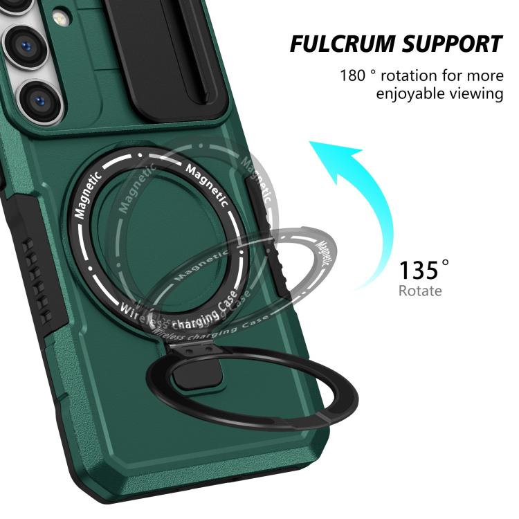 For Samsung Galaxy S25 5G Sliding Camshield MagSafe Holder TPU Hybrid PC Phone Case