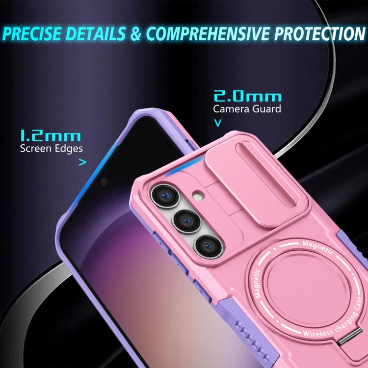 For Samsung Galaxy S25 5G Sliding Camshield MagSafe Holder TPU Hybrid PC Phone Case