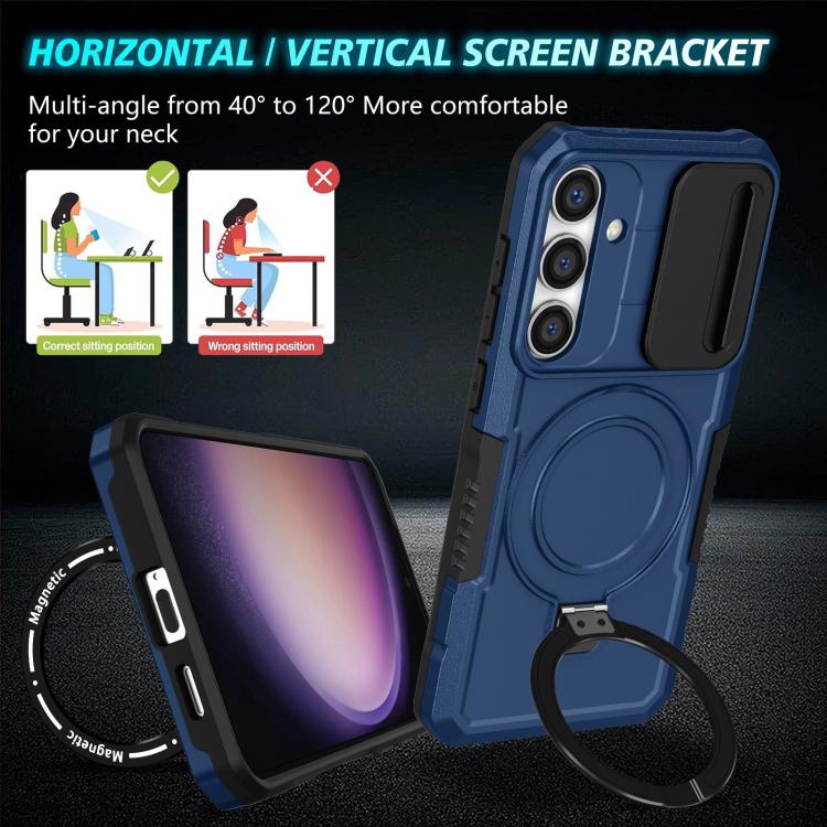 For Samsung Galaxy S25+ 5G Sliding Camshield MagSafe Holder TPU Hybrid PC Phone Case