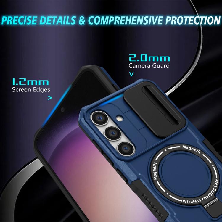 For Samsung Galaxy S25+ 5G Sliding Camshield MagSafe Holder TPU Hybrid PC Phone Case