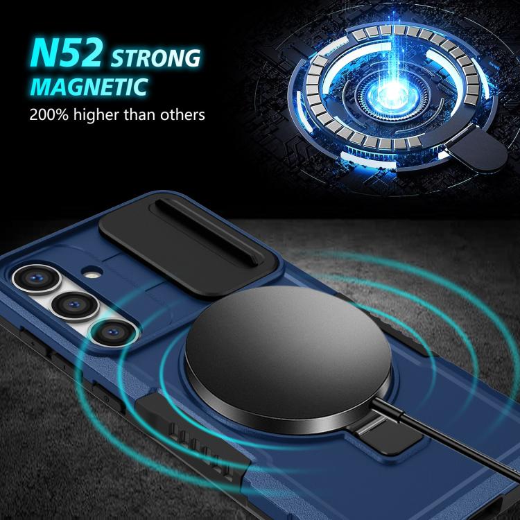 For Samsung Galaxy S25+ 5G Sliding Camshield MagSafe Holder TPU Hybrid PC Phone Case