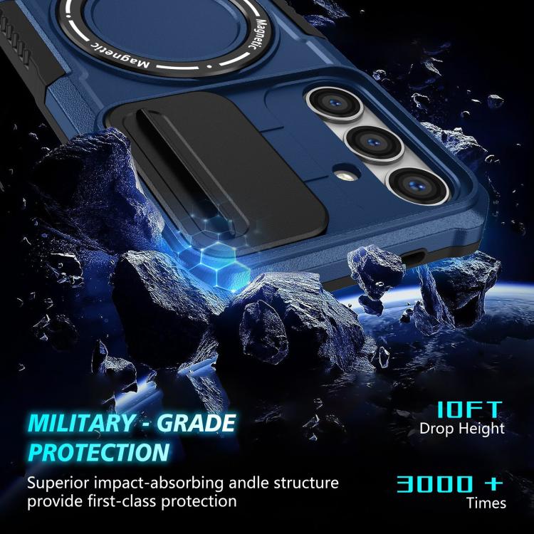 For Samsung Galaxy S25+ 5G Sliding Camshield MagSafe Holder TPU Hybrid PC Phone Case