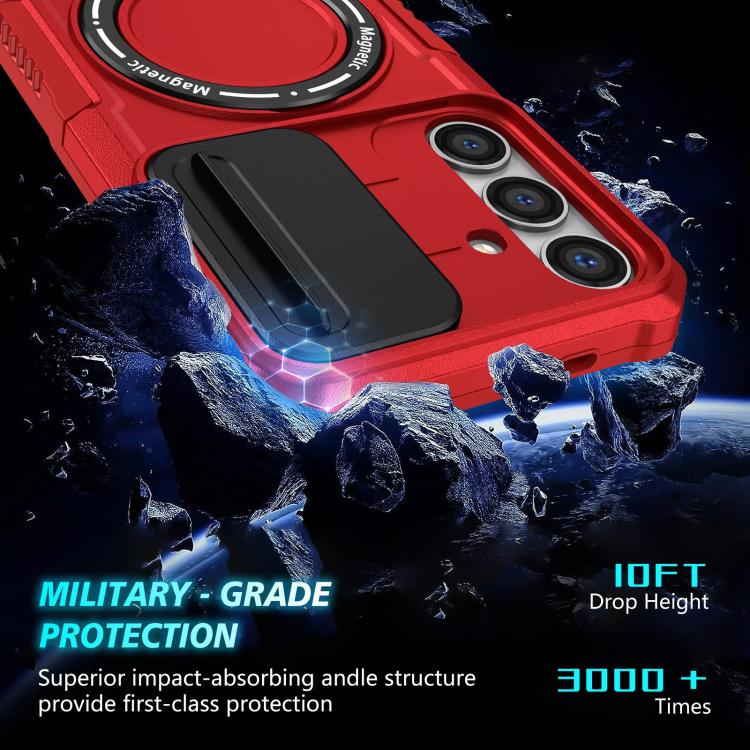 For Samsung Galaxy S25+ 5G Sliding Camshield MagSafe Holder TPU Hybrid PC Phone Case
