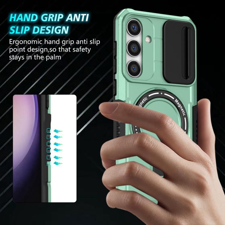 For Samsung Galaxy S25+ 5G Sliding Camshield MagSafe Holder TPU Hybrid PC Phone Case