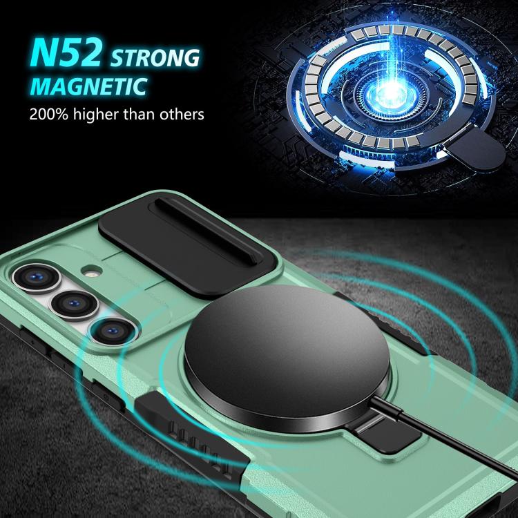 For Samsung Galaxy S25+ 5G Sliding Camshield MagSafe Holder TPU Hybrid PC Phone Case