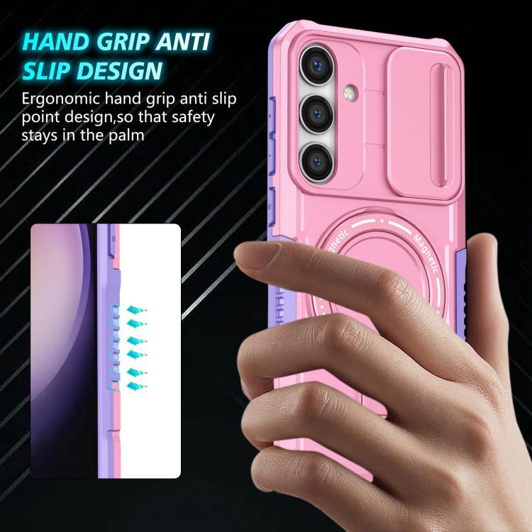 For Samsung Galaxy S25+ 5G Sliding Camshield MagSafe Holder TPU Hybrid PC Phone Case