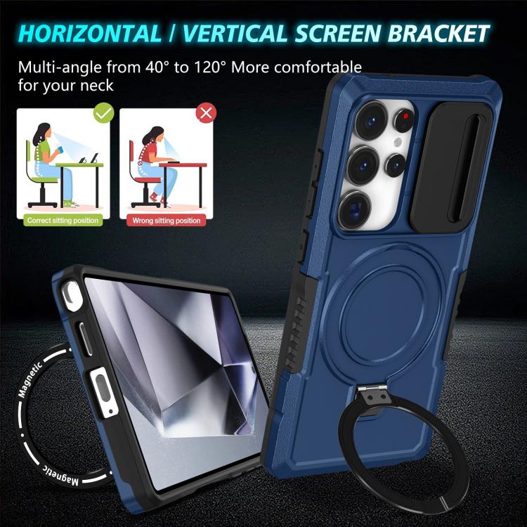 For Samsung Galaxy S25 Ultra 5G Sliding Camshield MagSafe Holder TPU Hybrid PC Phone Case