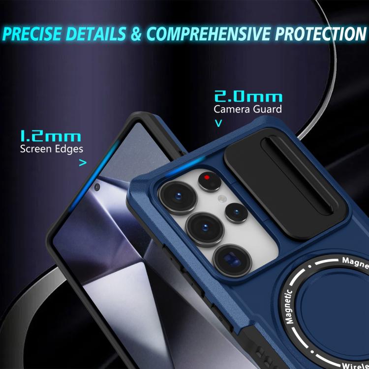 For Samsung Galaxy S25 Ultra 5G Sliding Camshield MagSafe Holder TPU Hybrid PC Phone Case