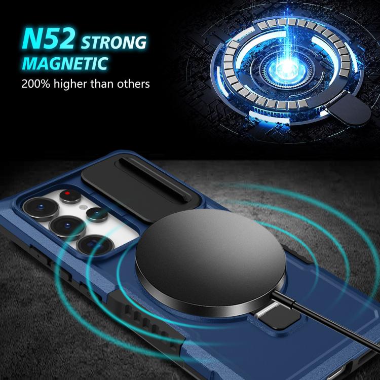 For Samsung Galaxy S25 Ultra 5G Sliding Camshield MagSafe Holder TPU Hybrid PC Phone Case