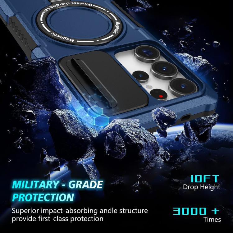 For Samsung Galaxy S25 Ultra 5G Sliding Camshield MagSafe Holder TPU Hybrid PC Phone Case