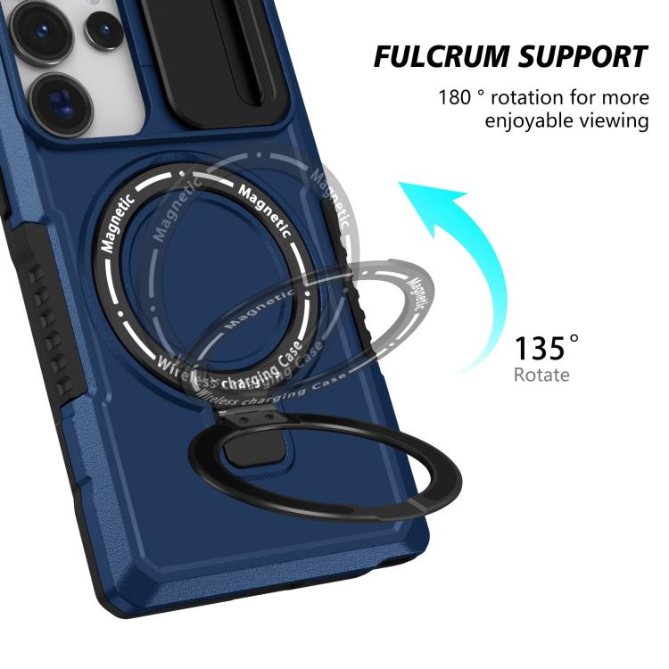 For Samsung Galaxy S25 Ultra 5G Sliding Camshield MagSafe Holder TPU Hybrid PC Phone Case