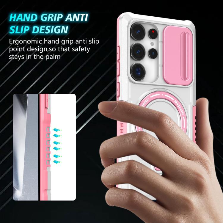 For Samsung Galaxy S25 Ultra 5G Sliding Camshield MagSafe Holder TPU Hybrid PC Phone Case