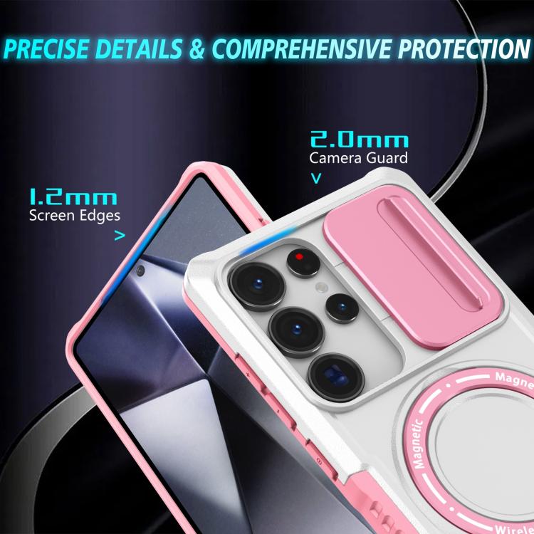 For Samsung Galaxy S25 Ultra 5G Sliding Camshield MagSafe Holder TPU Hybrid PC Phone Case