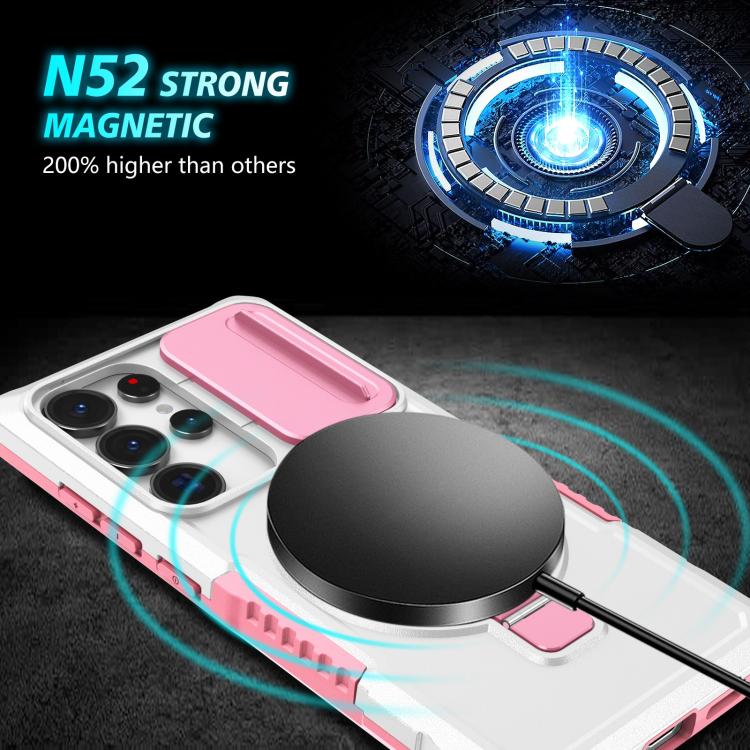 For Samsung Galaxy S25 Ultra 5G Sliding Camshield MagSafe Holder TPU Hybrid PC Phone Case