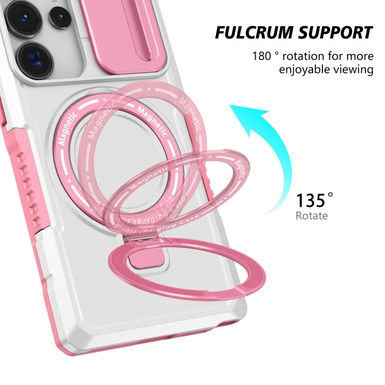 For Samsung Galaxy S25 Ultra 5G Sliding Camshield MagSafe Holder TPU Hybrid PC Phone Case