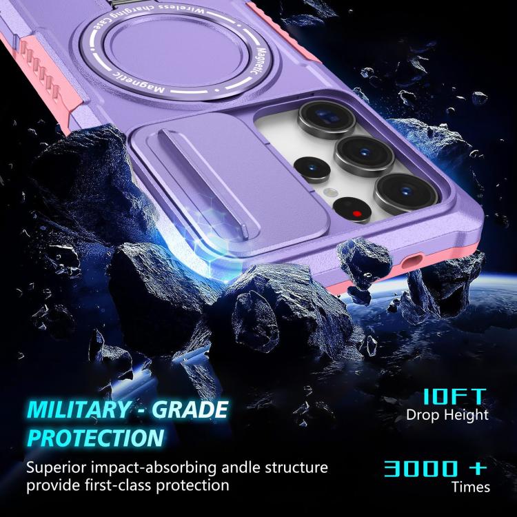 For Samsung Galaxy S25 Ultra 5G Sliding Camshield MagSafe Holder TPU Hybrid PC Phone Case