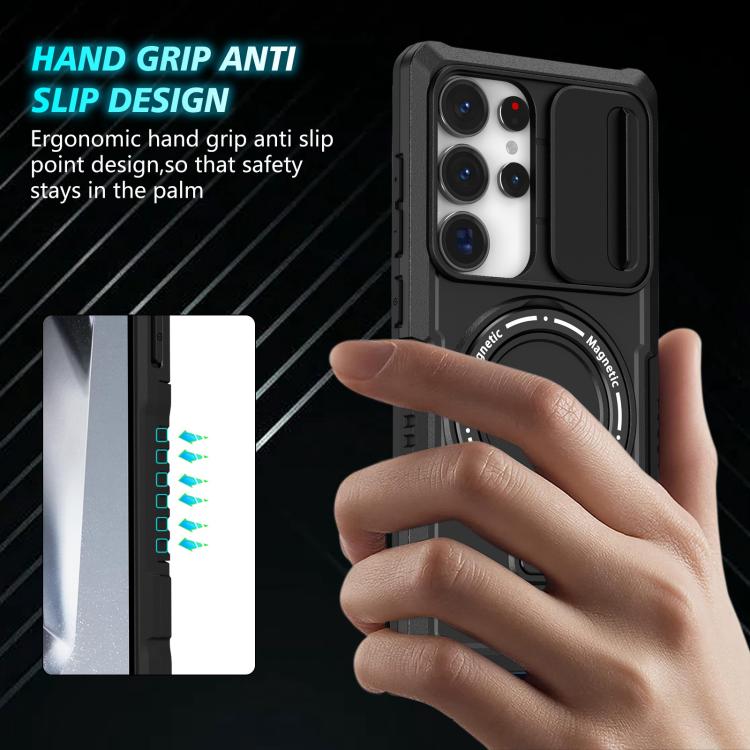 For Samsung Galaxy S25 Ultra 5G Sliding Camshield MagSafe Holder TPU Hybrid PC Phone Case