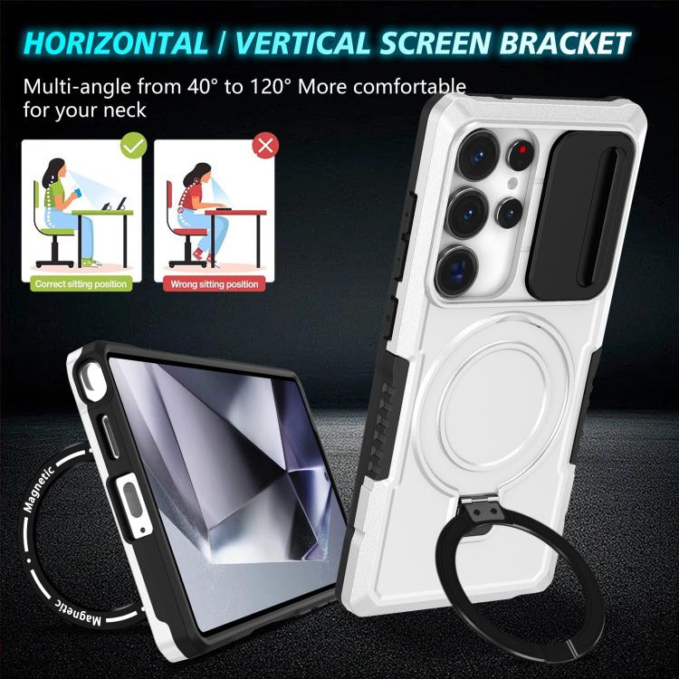 For Samsung Galaxy S25 Ultra 5G Sliding Camshield MagSafe Holder TPU Hybrid PC Phone Case
