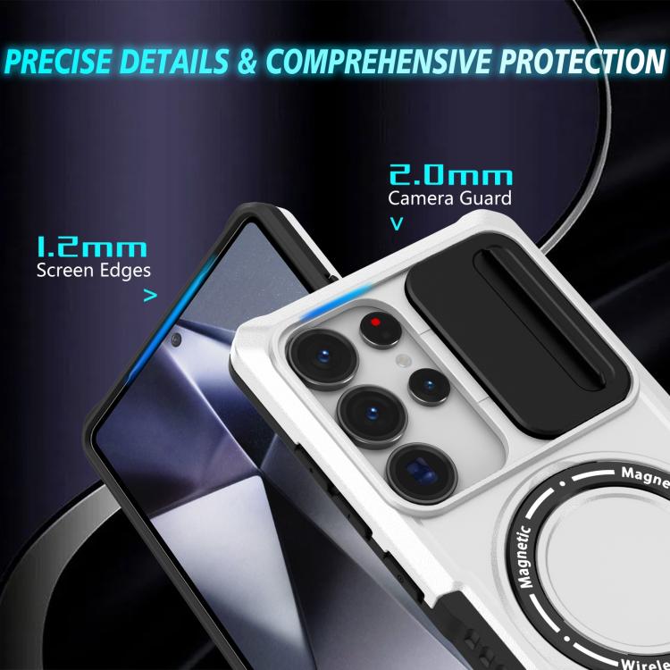 For Samsung Galaxy S25 Ultra 5G Sliding Camshield MagSafe Holder TPU Hybrid PC Phone Case