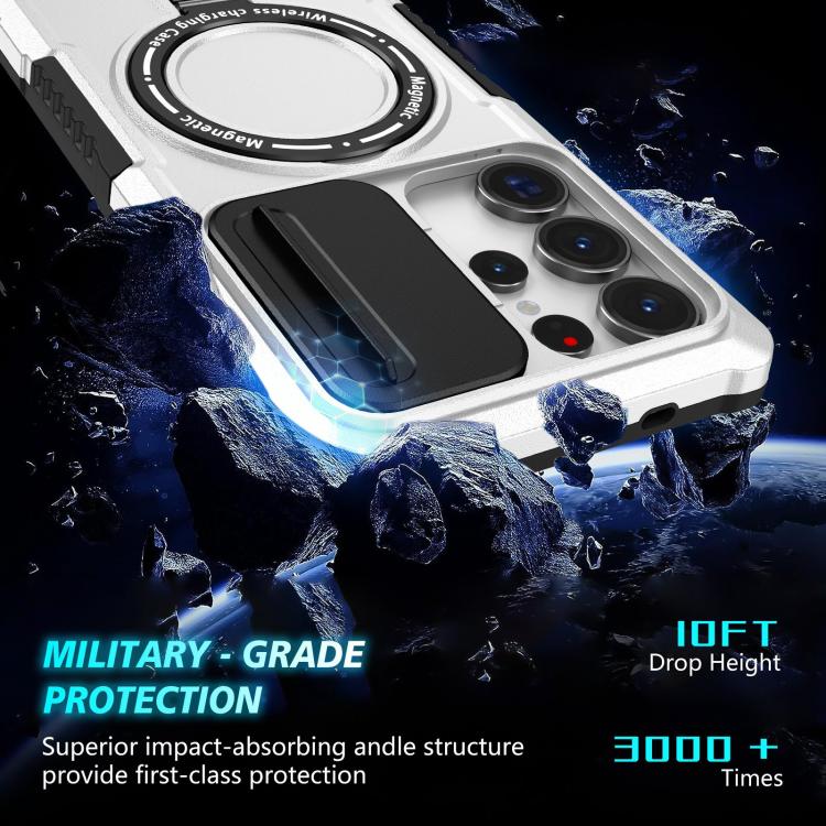 For Samsung Galaxy S25 Ultra 5G Sliding Camshield MagSafe Holder TPU Hybrid PC Phone Case