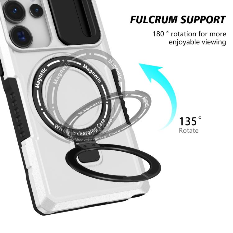 For Samsung Galaxy S25 Ultra 5G Sliding Camshield MagSafe Holder TPU Hybrid PC Phone Case