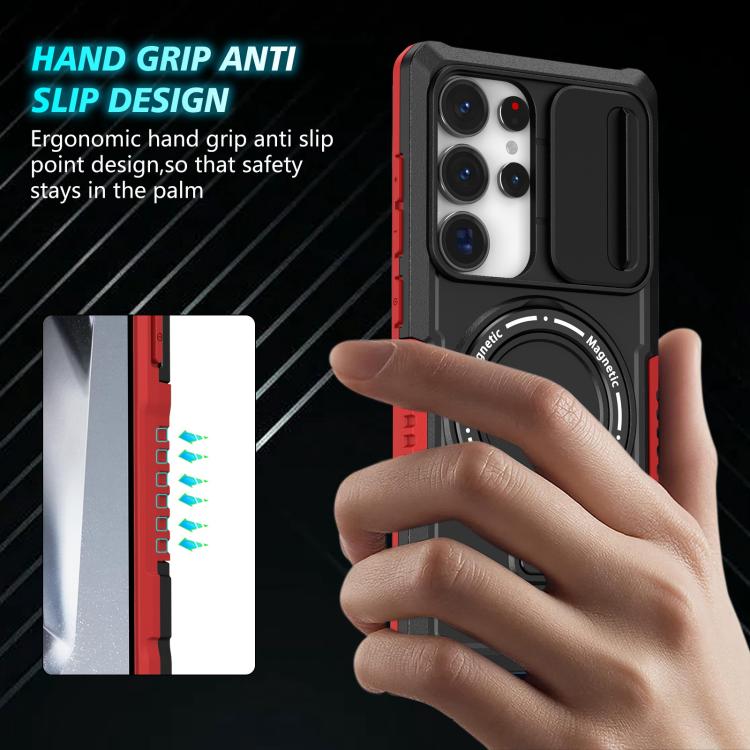 For Samsung Galaxy S25 Ultra 5G Sliding Camshield MagSafe Holder TPU Hybrid PC Phone Case