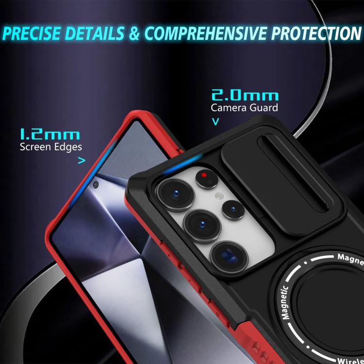 For Samsung Galaxy S25 Ultra 5G Sliding Camshield MagSafe Holder TPU Hybrid PC Phone Case
