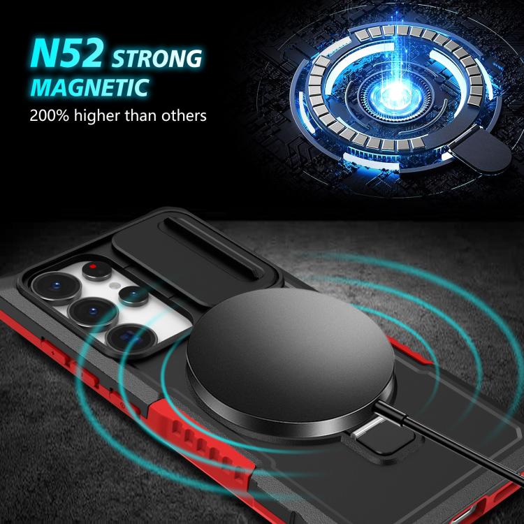 For Samsung Galaxy S25 Ultra 5G Sliding Camshield MagSafe Holder TPU Hybrid PC Phone Case