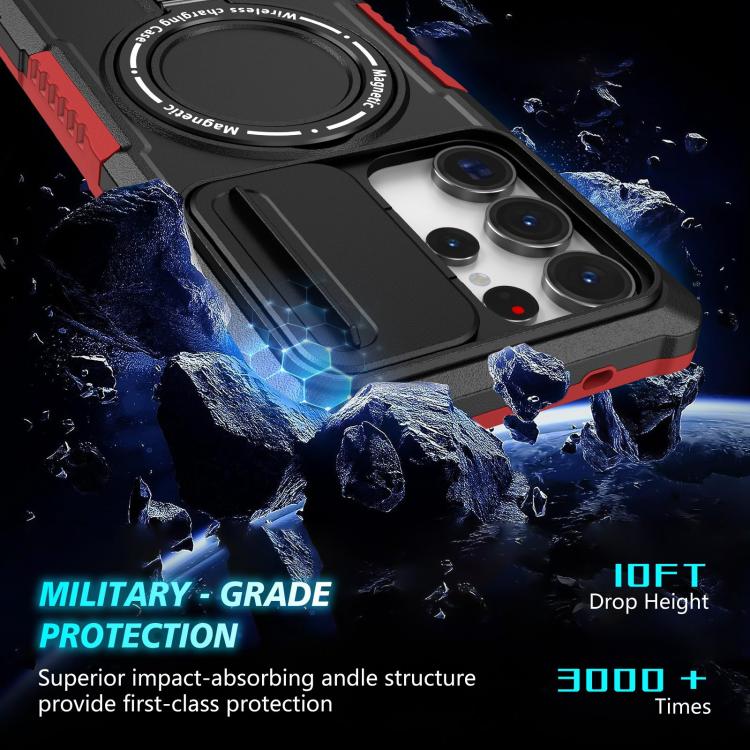 For Samsung Galaxy S25 Ultra 5G Sliding Camshield MagSafe Holder TPU Hybrid PC Phone Case