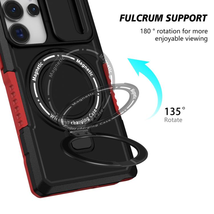 For Samsung Galaxy S25 Ultra 5G Sliding Camshield MagSafe Holder TPU Hybrid PC Phone Case
