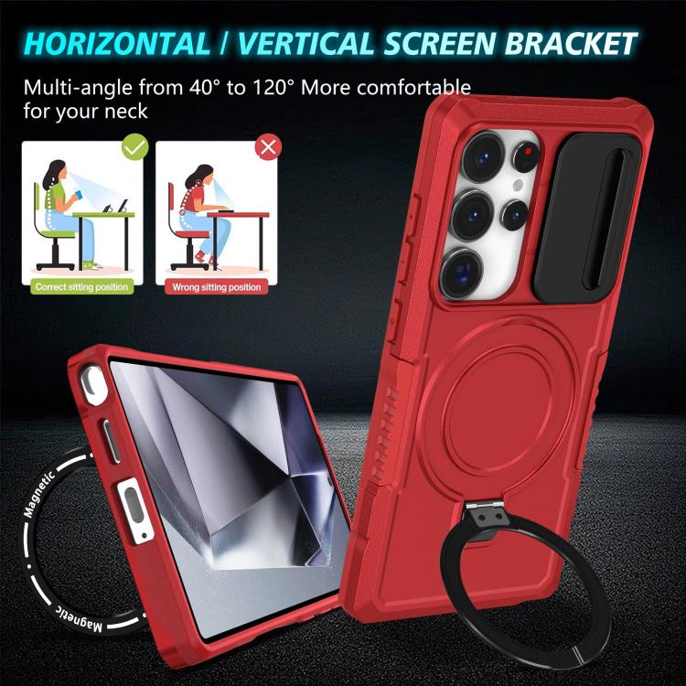 For Samsung Galaxy S25 Ultra 5G Sliding Camshield MagSafe Holder TPU Hybrid PC Phone Case