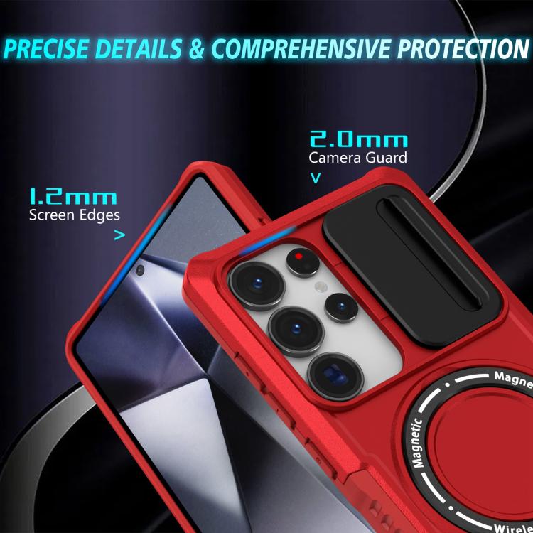 For Samsung Galaxy S25 Ultra 5G Sliding Camshield MagSafe Holder TPU Hybrid PC Phone Case