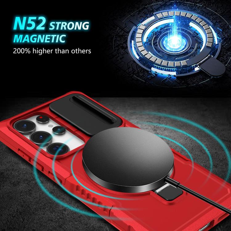 For Samsung Galaxy S25 Ultra 5G Sliding Camshield MagSafe Holder TPU Hybrid PC Phone Case