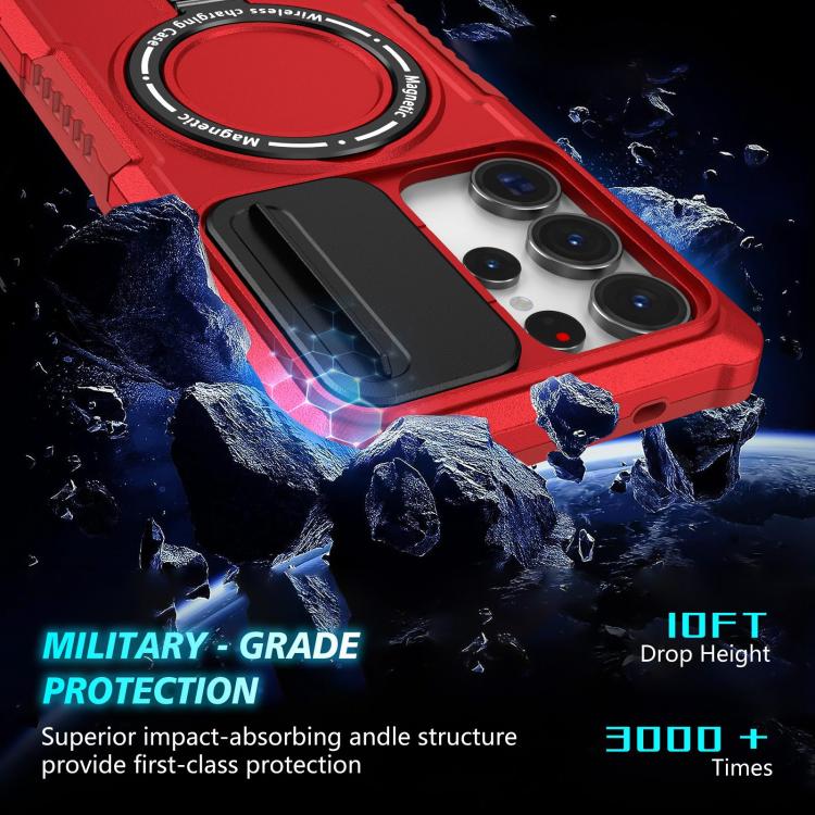 For Samsung Galaxy S25 Ultra 5G Sliding Camshield MagSafe Holder TPU Hybrid PC Phone Case