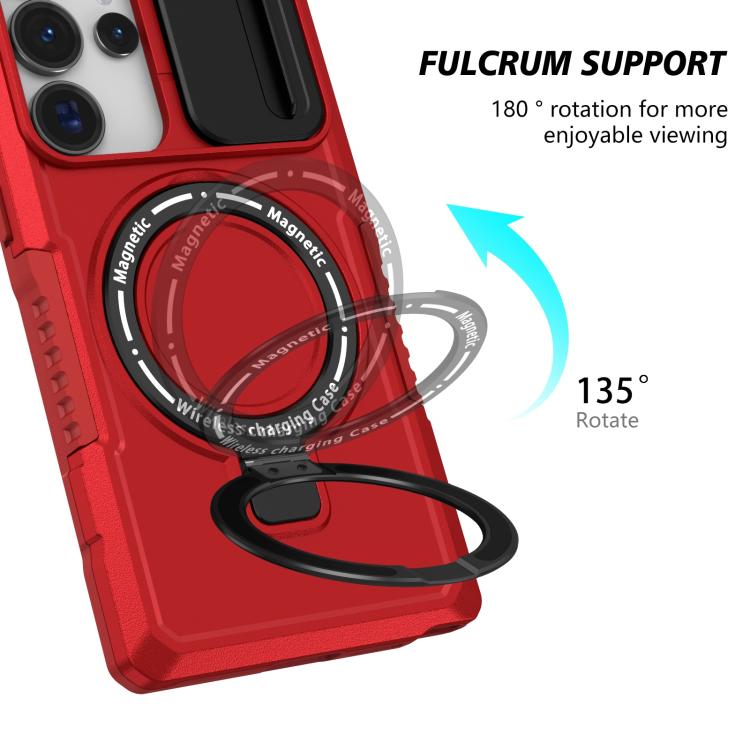 For Samsung Galaxy S25 Ultra 5G Sliding Camshield MagSafe Holder TPU Hybrid PC Phone Case