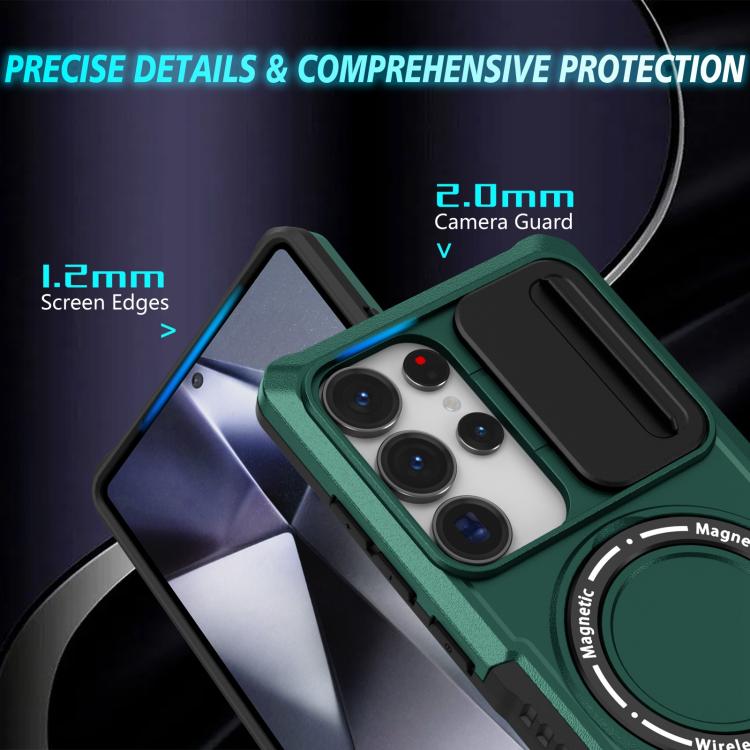 For Samsung Galaxy S25 Ultra 5G Sliding Camshield MagSafe Holder TPU Hybrid PC Phone Case