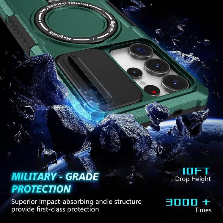 For Samsung Galaxy S25 Ultra 5G Sliding Camshield MagSafe Holder TPU Hybrid PC Phone Case