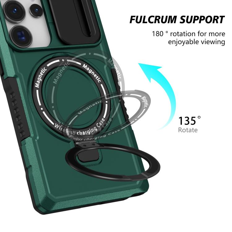 For Samsung Galaxy S25 Ultra 5G Sliding Camshield MagSafe Holder TPU Hybrid PC Phone Case