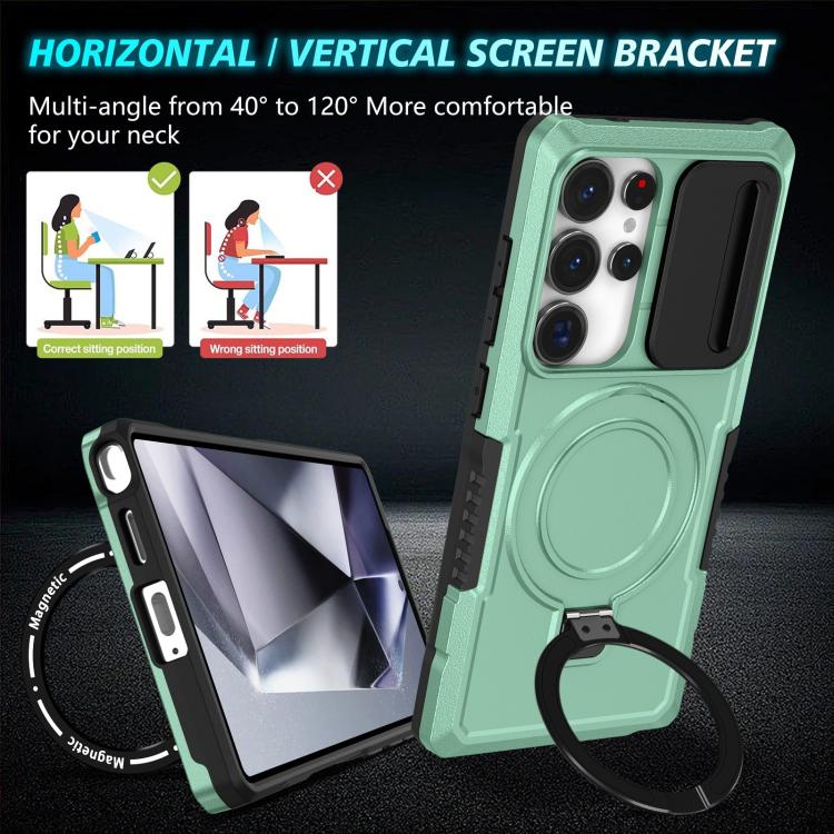 For Samsung Galaxy S25 Ultra 5G Sliding Camshield MagSafe Holder TPU Hybrid PC Phone Case
