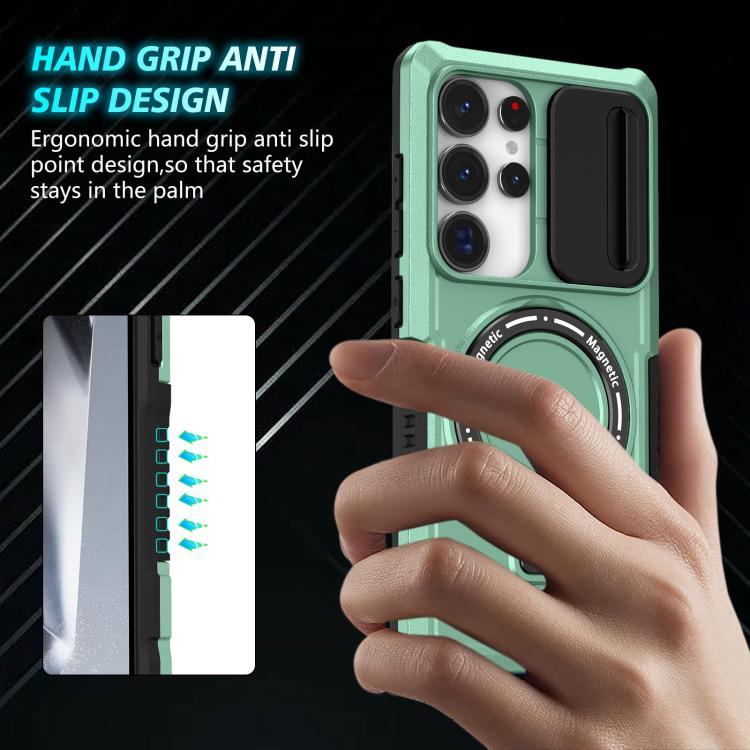 For Samsung Galaxy S25 Ultra 5G Sliding Camshield MagSafe Holder TPU Hybrid PC Phone Case