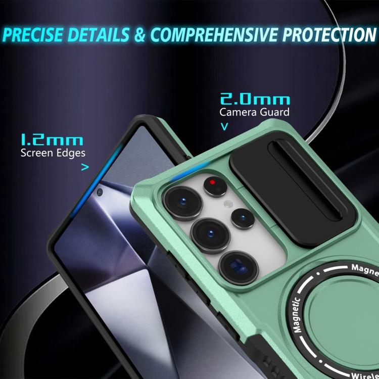 For Samsung Galaxy S25 Ultra 5G Sliding Camshield MagSafe Holder TPU Hybrid PC Phone Case