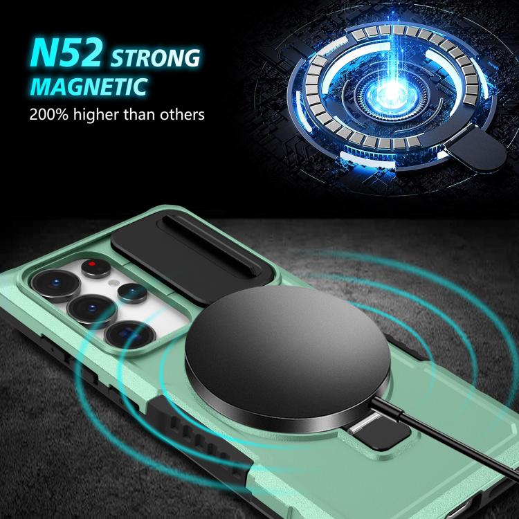 For Samsung Galaxy S25 Ultra 5G Sliding Camshield MagSafe Holder TPU Hybrid PC Phone Case