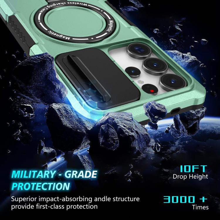 For Samsung Galaxy S25 Ultra 5G Sliding Camshield MagSafe Holder TPU Hybrid PC Phone Case