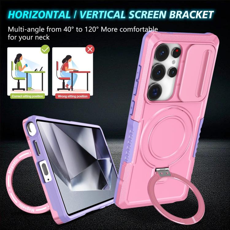 For Samsung Galaxy S25 Ultra 5G Sliding Camshield MagSafe Holder TPU Hybrid PC Phone Case