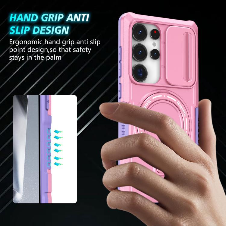 For Samsung Galaxy S25 Ultra 5G Sliding Camshield MagSafe Holder TPU Hybrid PC Phone Case