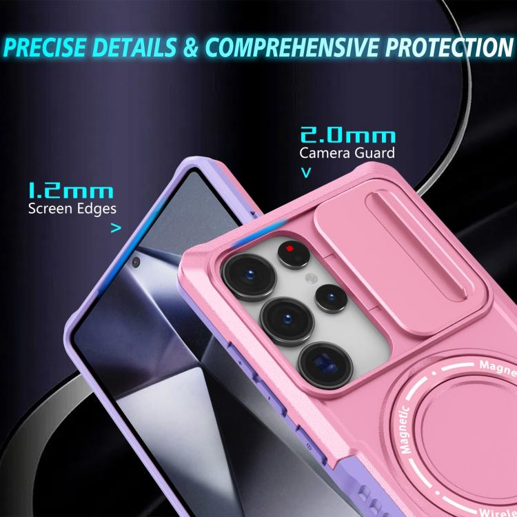 For Samsung Galaxy S25 Ultra 5G Sliding Camshield MagSafe Holder TPU Hybrid PC Phone Case