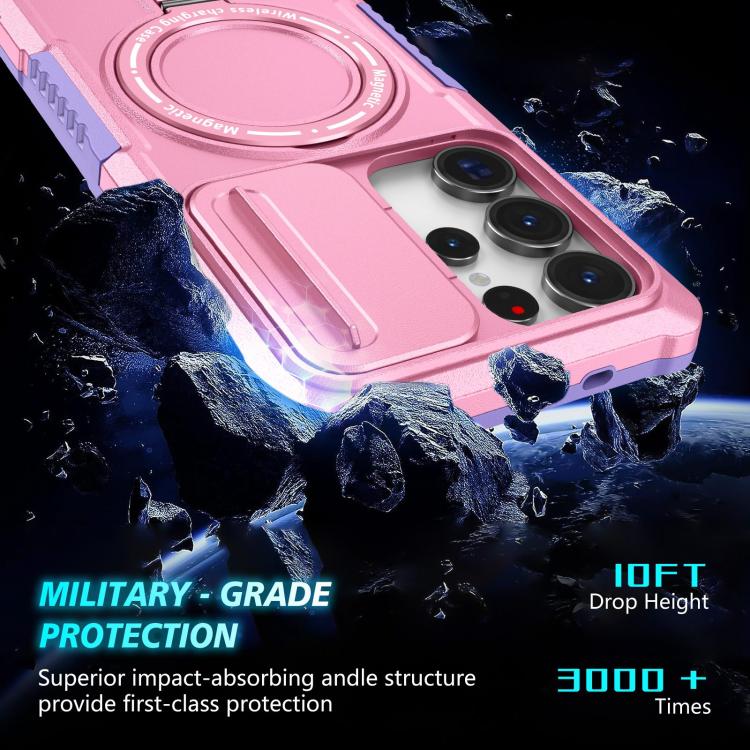 For Samsung Galaxy S25 Ultra 5G Sliding Camshield MagSafe Holder TPU Hybrid PC Phone Case