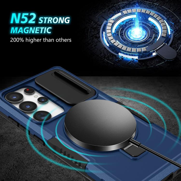 For Samsung Galaxy S24 Ultra 5G Sliding Camshield MagSafe Holder TPU Hybrid PC Phone Case
