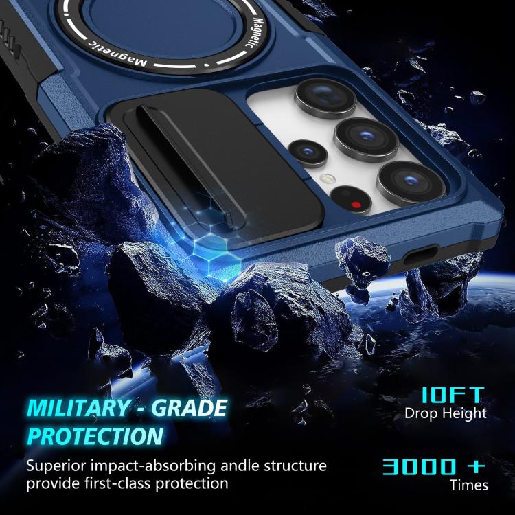 For Samsung Galaxy S24 Ultra 5G Sliding Camshield MagSafe Holder TPU Hybrid PC Phone Case